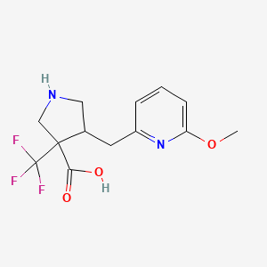 molecular formula C13H15F3N2O3 B13193432 4-[(6-Methoxypyridin-2-yl)methyl]-3-(trifluoromethyl)pyrrolidine-3-carboxylic acid 