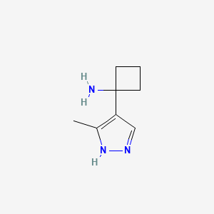 molecular formula C8H13N3 B13193437 1-(3-Methyl-1H-pyrazol-4-yl)cyclobutan-1-amine 