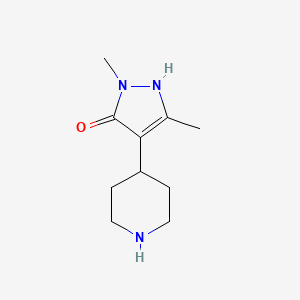 molecular formula C10H17N3O B13193578 1,3-Dimethyl-4-(piperidin-4-yl)-1H-pyrazol-5-ol 