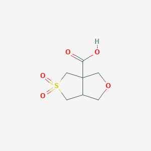 molecular formula C7H10O5S B13193648 5,5-dioxo-3,4,6,6a-tetrahydro-1H-thieno[3,4-c]furan-3a-carboxylic acid 