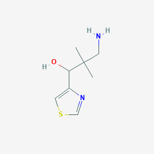 molecular formula C8H14N2OS B13193679 3-Amino-2,2-dimethyl-1-(1,3-thiazol-4-yl)propan-1-ol 