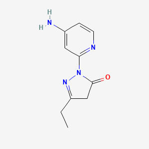 molecular formula C10H12N4O B13193788 1-(4-Aminopyridin-2-yl)-3-ethyl-4,5-dihydro-1H-pyrazol-5-one 