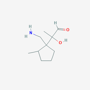 molecular formula C10H19NO2 B13193860 2-[1-(Aminomethyl)-2-methylcyclopentyl]-2-hydroxypropanal 