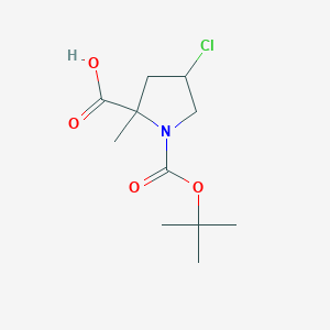 molecular formula C11H18ClNO4 B13193883 1-[(tert-Butoxy)carbonyl]-4-chloro-2-methylpyrrolidine-2-carboxylic acid 