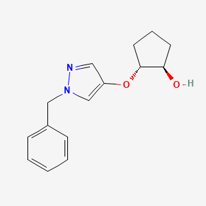 molecular formula C15H18N2O2 B13193956 (1R,2R)-2-[(1-Benzyl-1H-pyrazol-4-yl)oxy]cyclopentan-1-ol 