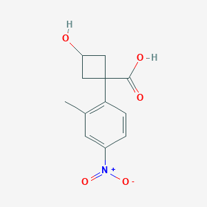 molecular formula C12H13NO5 B13194130 (1S,3s)-3-hydroxy-1-(2-methyl-4-nitrophenyl)cyclobutane-1-carboxylic acid 