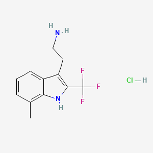 molecular formula C12H14ClF3N2 B13194151 2-[7-Methyl-2-(trifluoromethyl)-1H-indol-3-yl]ethan-1-amine hydrochloride 