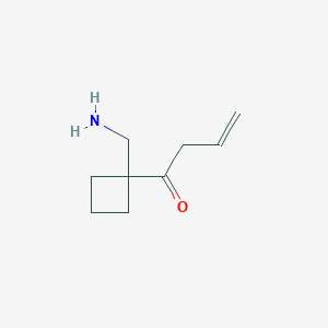 molecular formula C9H15NO B13194198 1-[1-(Aminomethyl)cyclobutyl]but-3-EN-1-one 