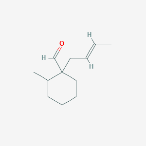 molecular formula C12H20O B13194203 1-(But-2-en-1-yl)-2-methylcyclohexane-1-carbaldehyde 