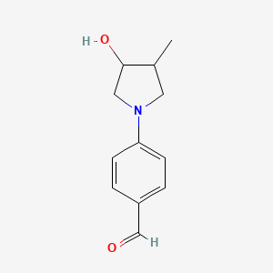 molecular formula C12H15NO2 B13194281 4-(3-Hydroxy-4-methylpyrrolidin-1-yl)benzaldehyde 