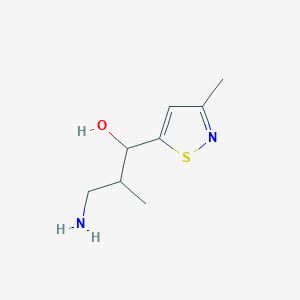 molecular formula C8H14N2OS B13194290 3-Amino-2-methyl-1-(3-methyl-1,2-thiazol-5-yl)propan-1-ol 