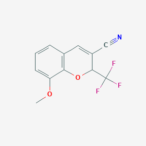 molecular formula C12H8F3NO2 B13194363 8-Methoxy-2-(trifluoromethyl)-2H-chromene-3-carbonitrile 