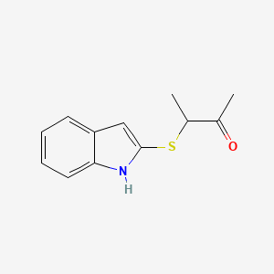 molecular formula C12H13NOS B13194445 3-(1H-Indol-2-ylsulfanyl)butan-2-one 