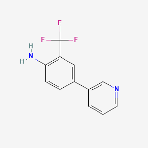 molecular formula C12H9F3N2 B13194463 4-(Pyridin-3-yl)-2-(trifluoromethyl)benzenamine 