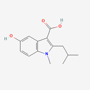 molecular formula C14H17NO3 B13194510 5-Hydroxy-1-methyl-2-(2-methylpropyl)-1H-indole-3-carboxylic acid 