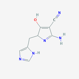 molecular formula C9H9N5O B13194645 2-amino-5-(1H-imidazol-4-ylmethyl)-4-oxo-4,5-dihydro-1H-pyrrole-3-carbonitrile 