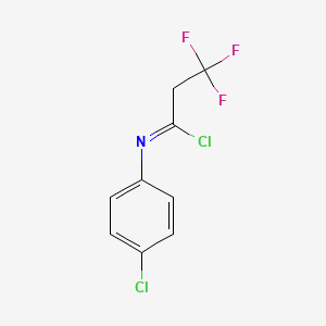 molecular formula C9H6Cl2F3N B13194682 n-(4-Chlorophenyl)-3,3,3-trifluoropropanimidoyl chloride 