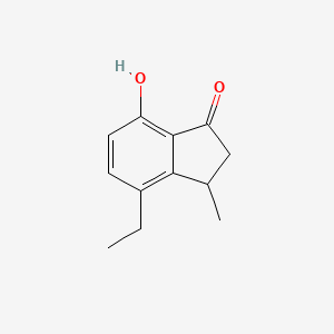 molecular formula C12H14O2 B13194727 4-Ethyl-7-hydroxy-3-methylindan-1-one 