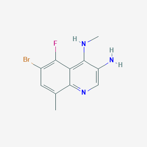 molecular formula C11H11BrFN3 B13194794 6-Bromo-5-fluoro-N4,8-dimethylquinoline-3,4-diamine 