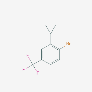 molecular formula C10H8BrF3 B13194803 1-Bromo-2-cyclopropyl-4-(trifluoromethyl)benzene 