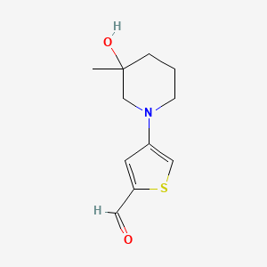 molecular formula C11H15NO2S B13194862 4-(3-Hydroxy-3-methylpiperidin-1-yl)thiophene-2-carbaldehyde 