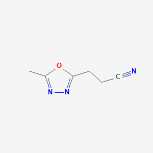 molecular formula C6H7N3O B13194881 3-(5-Methyl-1,3,4-oxadiazol-2-YL)propanenitrile 