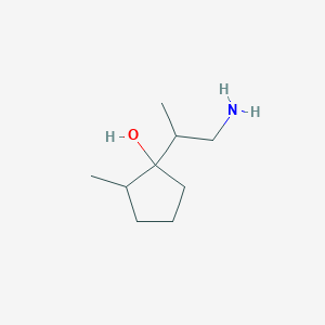 molecular formula C9H19NO B13195041 1-(1-Aminopropan-2-YL)-2-methylcyclopentan-1-OL 