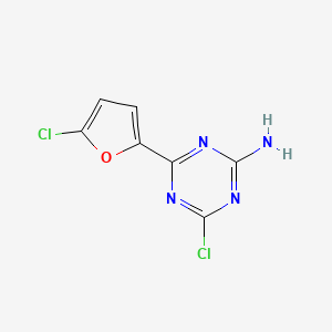 molecular formula C7H4Cl2N4O B13195058 4-Chloro-6-(5-chlorofuran-2-yl)-1,3,5-triazin-2-amine 