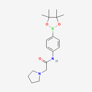 molecular formula C18H27BN2O3 B1319511 2-(pyrrolidin-1-yl)-N-(4-(4,4,5,5-tetramethyl-1,3,2-dioxaborolan-2-yl)phenyl)acetamide CAS No. 825630-80-6