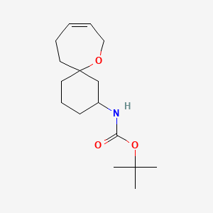 molecular formula C16H27NO3 B13195124 tert-Butyl N-{7-oxaspiro[5.6]dodec-9-en-2-yl}carbamate 