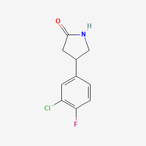 molecular formula C10H9ClFNO B13195239 4-(3-Chloro-4-fluorophenyl)pyrrolidin-2-one 