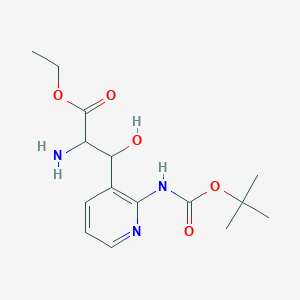 molecular formula C15H23N3O5 B13195251 Ethyl 2-amino-3-(2-{[(tert-butoxy)carbonyl]amino}pyridin-3-yl)-3-hydroxypropanoate 