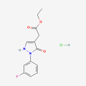 Ethyl 2-[2-(3-fluorophenyl)-3-oxo-2,3-dihydro-1H-pyrazol-4-yl]acetate hydrochloride