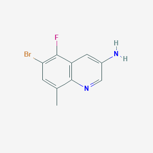 molecular formula C10H8BrFN2 B13195313 6-Bromo-5-fluoro-8-methylquinolin-3-amine 