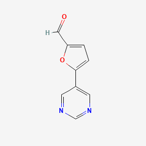 molecular formula C9H6N2O2 B13195336 5-(Pyrimidin-5-yl)furan-2-carbaldehyde CAS No. 342600-58-2