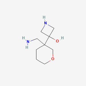 molecular formula C9H18N2O2 B13195355 3-[3-(Aminomethyl)oxan-3-YL]azetidin-3-OL 