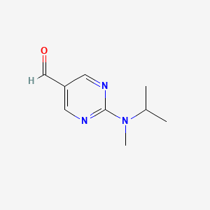 molecular formula C9H13N3O B13195366 2-[Methyl(propan-2-yl)amino]pyrimidine-5-carbaldehyde 