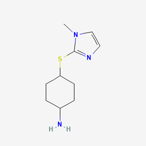 molecular formula C10H17N3S B13195419 4-[(1-methyl-1H-imidazol-2-yl)sulfanyl]cyclohexan-1-amine 