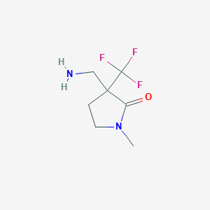 molecular formula C7H11F3N2O B13195429 3-(Aminomethyl)-1-methyl-3-(trifluoromethyl)pyrrolidin-2-one 