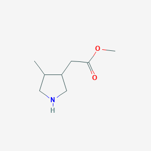 molecular formula C8H15NO2 B13195441 Methyl 2-(4-methylpyrrolidin-3-yl)acetate 