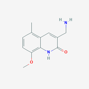 molecular formula C12H14N2O2 B13195482 3-(Aminomethyl)-8-methoxy-5-methylquinolin-2-ol 