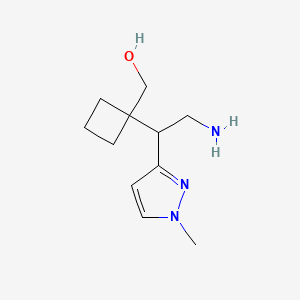 molecular formula C11H19N3O B13195580 {1-[2-amino-1-(1-methyl-1H-pyrazol-3-yl)ethyl]cyclobutyl}methanol 