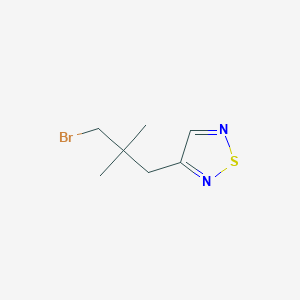 molecular formula C7H11BrN2S B13195608 3-(3-Bromo-2,2-dimethylpropyl)-1,2,5-thiadiazole 