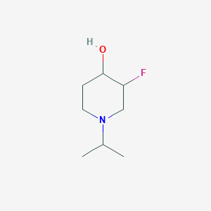 molecular formula C8H16FNO B13195640 3-Fluoro-1-(propan-2-YL)piperidin-4-OL 