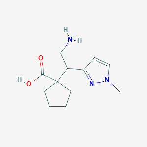 molecular formula C12H19N3O2 B13195656 1-[2-Amino-1-(1-methyl-1H-pyrazol-3-yl)ethyl]cyclopentane-1-carboxylic acid 