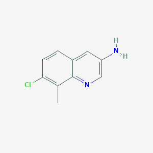 molecular formula C10H9ClN2 B13195677 7-Chloro-8-methylquinolin-3-amine 