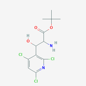 molecular formula C12H15Cl3N2O3 B13195702 tert-Butyl 2-amino-3-hydroxy-3-(2,4,6-trichloropyridin-3-yl)propanoate 