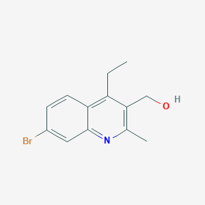 molecular formula C13H14BrNO B13195755 (7-Bromo-4-ethyl-2-methylquinolin-3-yl)methanol 