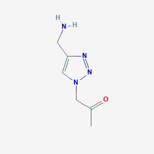 molecular formula C6H10N4O B13195769 1-[4-(Aminomethyl)-1H-1,2,3-triazol-1-yl]propan-2-one 