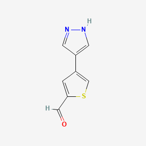 molecular formula C8H6N2OS B13195864 4-(1H-Pyrazol-4-YL)thiophene-2-carbaldehyde 